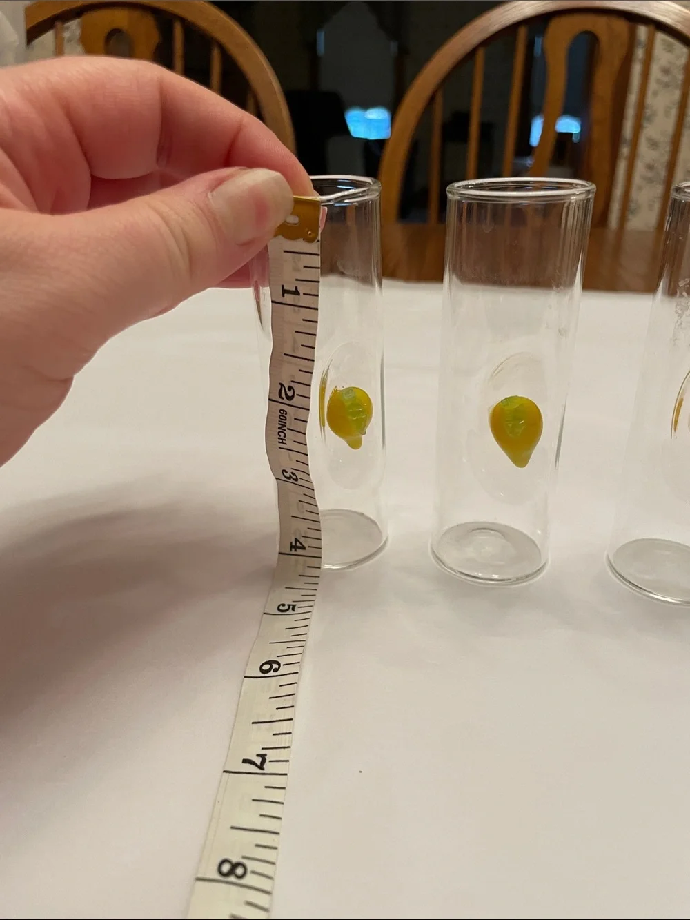 Set of 5 Clear Glass Shot Glasses with Yellow Lemon Accent